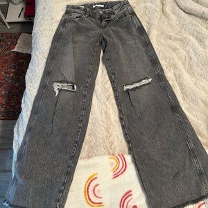 PacSun Charcoal Distressed Straight Leg Jeans